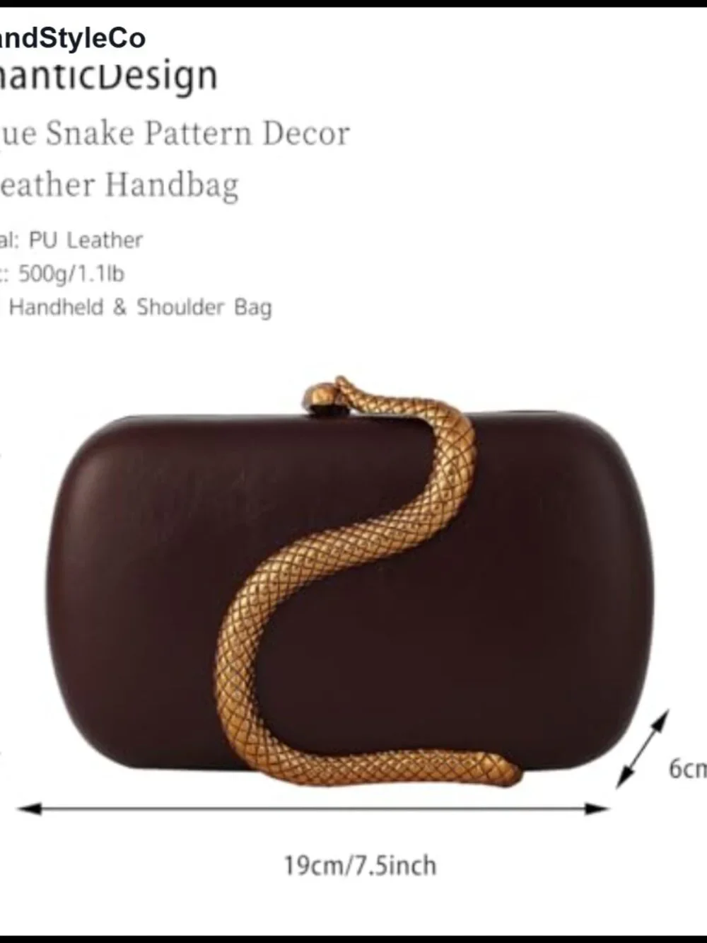 Unique Snake Pattern PU Leather Evening Clutch with Detachable Chain